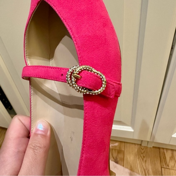 STUART WEITZMAN Pink Crystal Buckle Suede Flat, US8.5, EU39 - Picture 6 of 10
